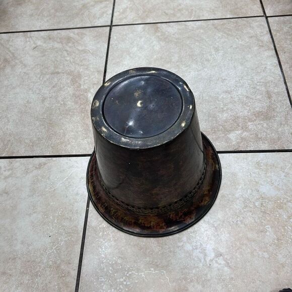 Antique Finished Metal Decorative Planter Multi-Function Brown 8.5" Bell Shaped - Picture 8 of 11